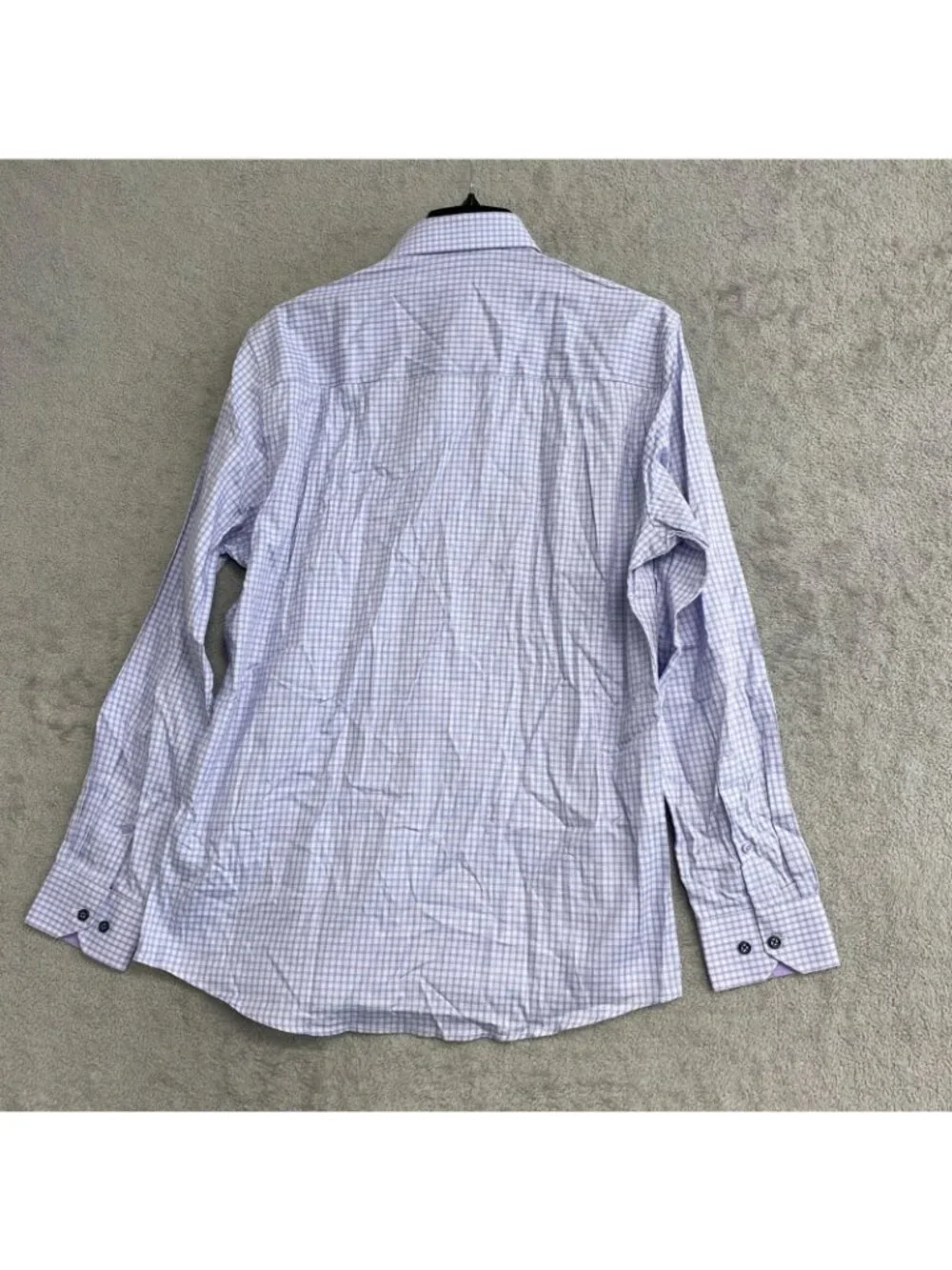 NWT Duchamp Men's L Slim Fit Lavender Checkered Button-Up Dress Shirt J2000